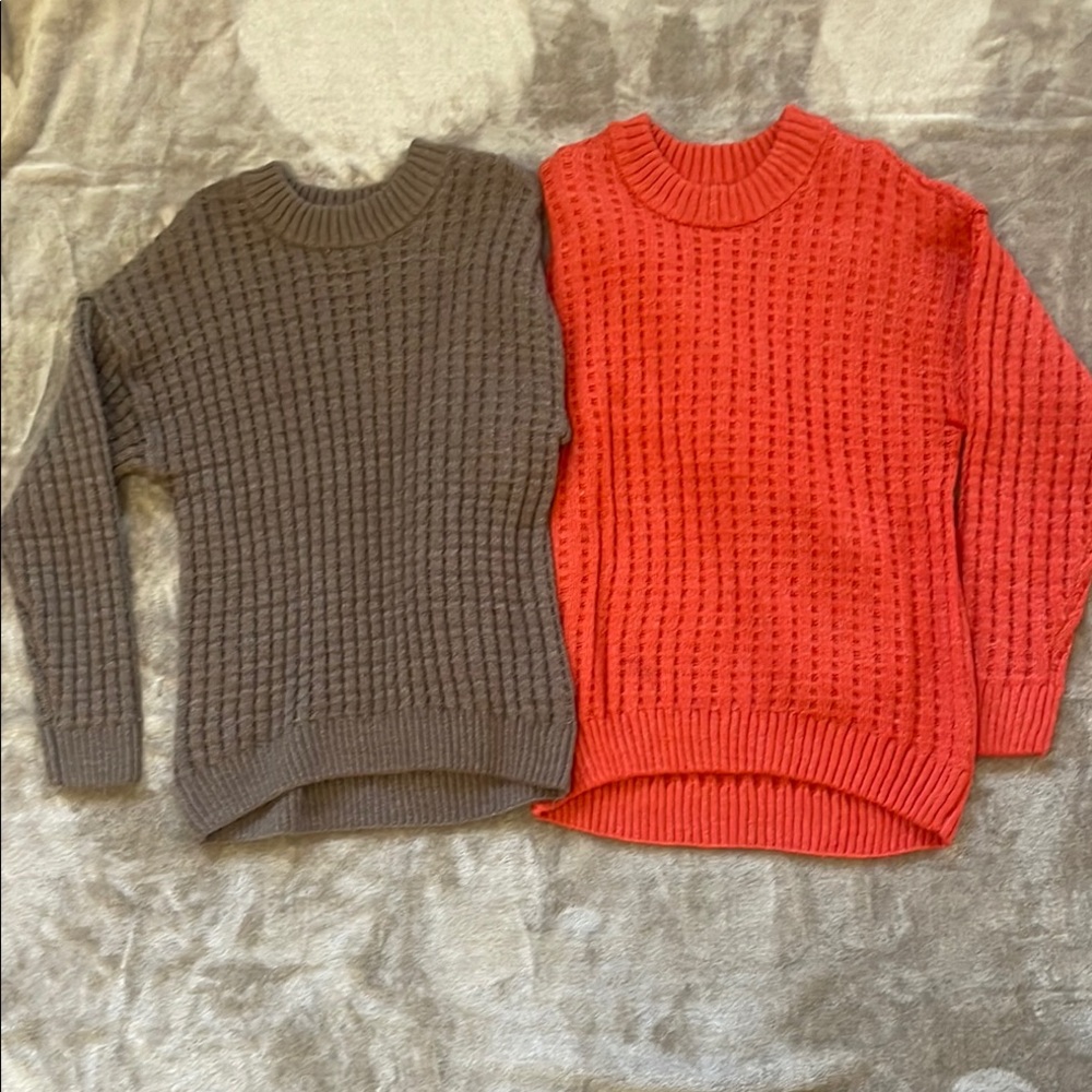 Cozy Knit Sweater Set - Brown and Burnt Orange size small